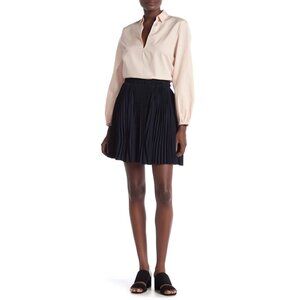 Vince Skirt Navy Blue Pleated Above Knee Flounce SZ M  NWT $265